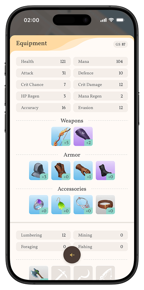 Equipment screen